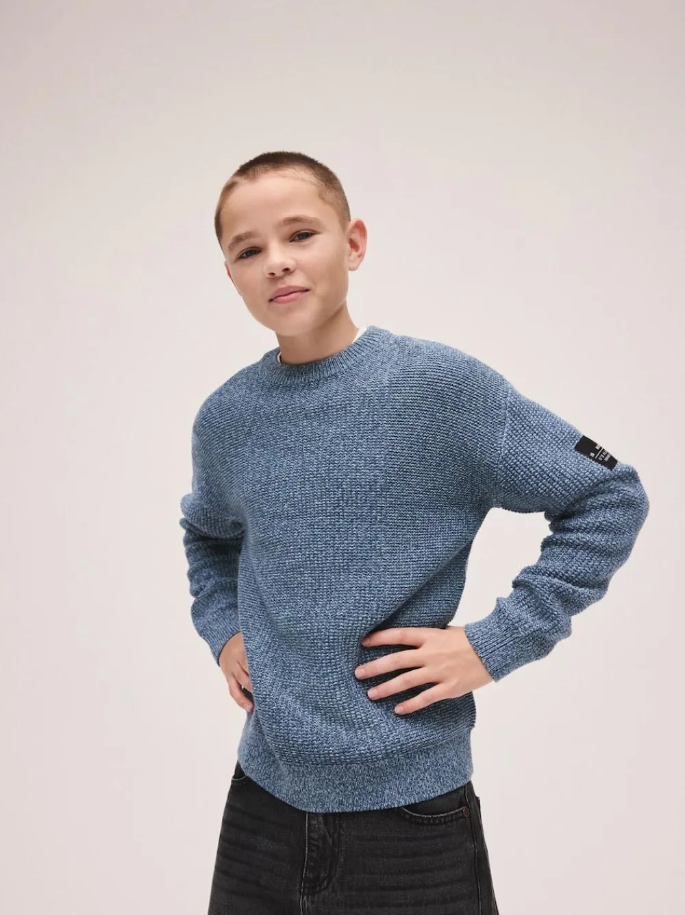 Best Next Blue Utility Knitted Crew Neck Jumper (3-16yrs)