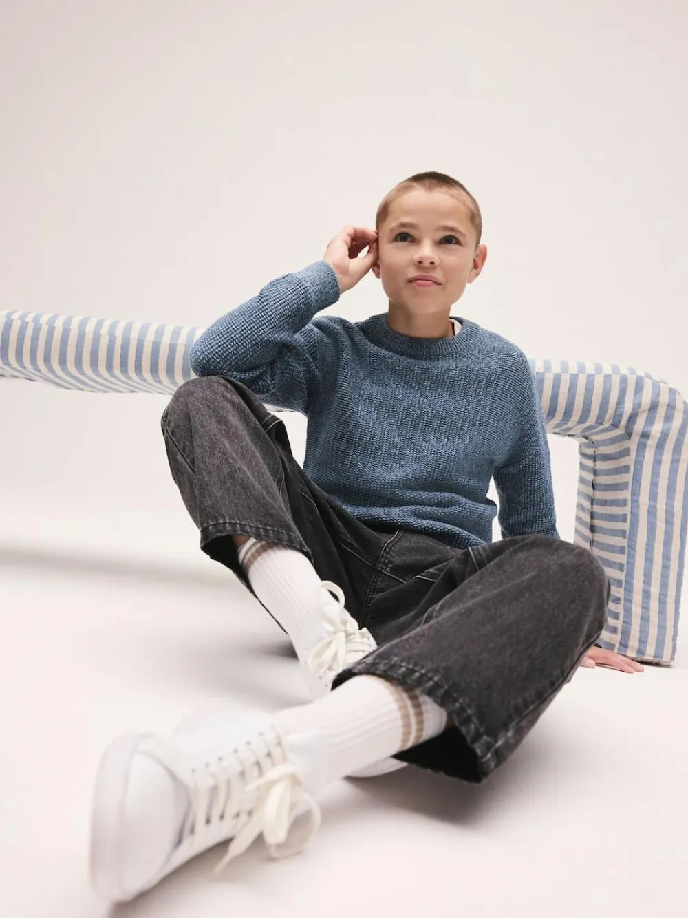 Best Next Blue Utility Knitted Crew Neck Jumper (3-16yrs)