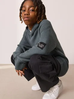 Next Blue Utility Knitted Hoodie (3-16yrs)^BOY Sweatshirts & Hoodies|Knitwear & Sweaters