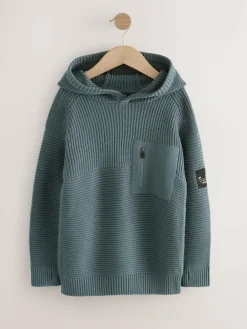 Next Blue Utility Knitted Hoodie (3-16yrs)^BOY Sweatshirts & Hoodies|Knitwear & Sweaters