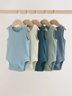 Next Blue Vest Baby Bodysuits 5 Pack^BOY Bodysuits & Vests|Vests