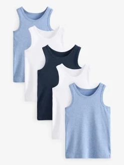 Next Blue Vests 5 Pack (1.5-16yrs)^BOY Multipacks|Tops