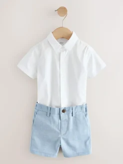 Sale Next Blue Waistcoat, Shirt, Shorts & Tie Set (3mths-9yrs)