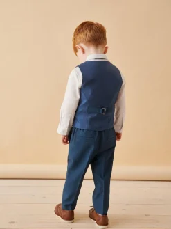 Next Blue Waistcoat, Shirt, Trousers & Bowtie Set (3mths-9yrs)^BOY Sets & Co-Ords|Sets & Co-Ords