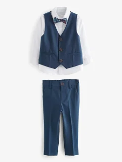 Next Blue Waistcoat, Shirt, Trousers & Bowtie Set (3mths-9yrs)^BOY Sets & Co-Ords|Sets & Co-Ords