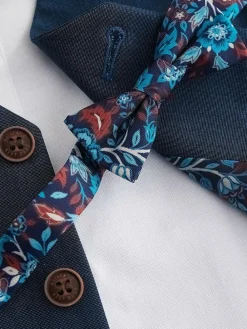Next Blue Waistcoat, Shirt, Trousers & Bowtie Set (3mths-9yrs)^BOY Sets & Co-Ords|Sets & Co-Ords