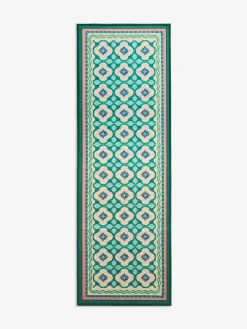 Hot Next Blue Washable Bright Tile Runner