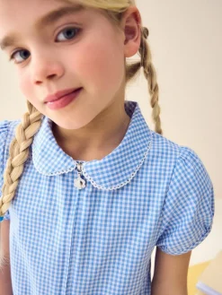 Sale Next Zip Front Cotton Rich Gingham School Playsuit (3-14yrs) Blue