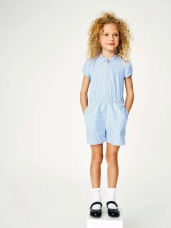 Sale Next Zip Front Cotton Rich Gingham School Playsuit (3-14yrs) Blue