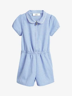 Sale Next Zip Front Cotton Rich Gingham School Playsuit (3-14yrs) Blue