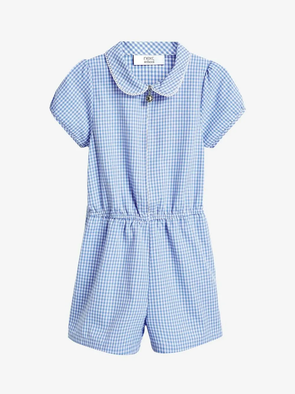 Sale Next Zip Front Cotton Rich Gingham School Playsuit (3-14yrs) Blue