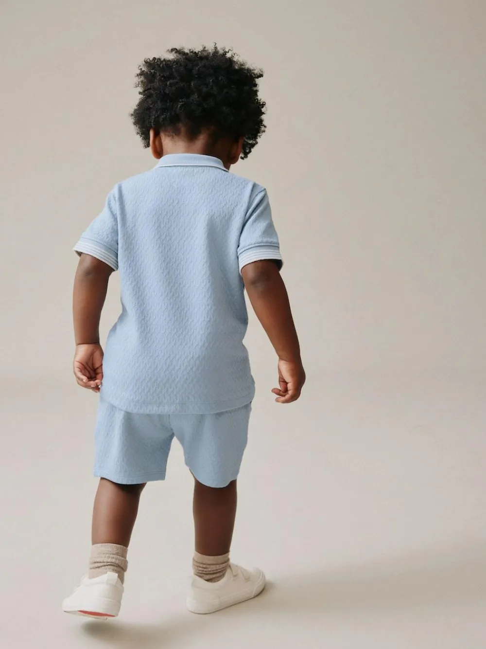 Next Blue Zip Neck Short Sleeve Polo Shirt And Shorts Set (3mths-7yrs)^BOY Sets & Co-Ords|Sets & Co-Ords