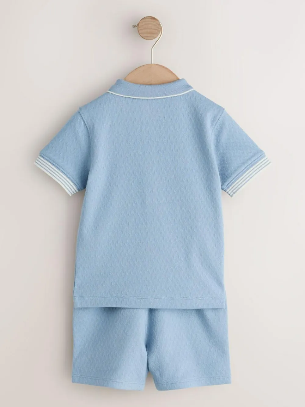 Next Blue Zip Neck Short Sleeve Polo Shirt And Shorts Set (3mths-7yrs)^BOY Sets & Co-Ords|Sets & Co-Ords