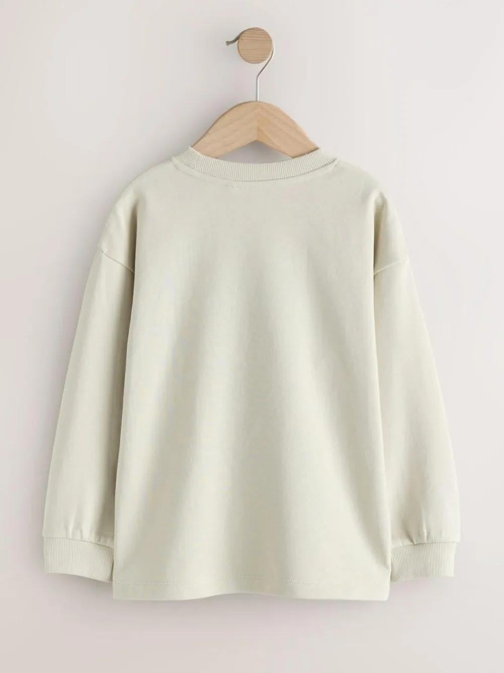 New Next Relaxed Fit Long Sleeve Heavyweight T-Shirts 3 Pack (3-16yrs) Blue/Berry/Ecru Graphic