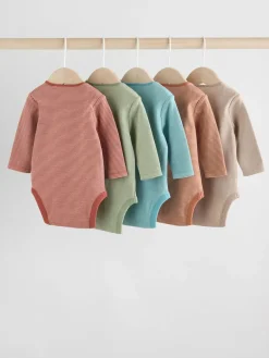 Sale Next Baby Long Sleeve Bodysuits 5 Pack Blue/Brown