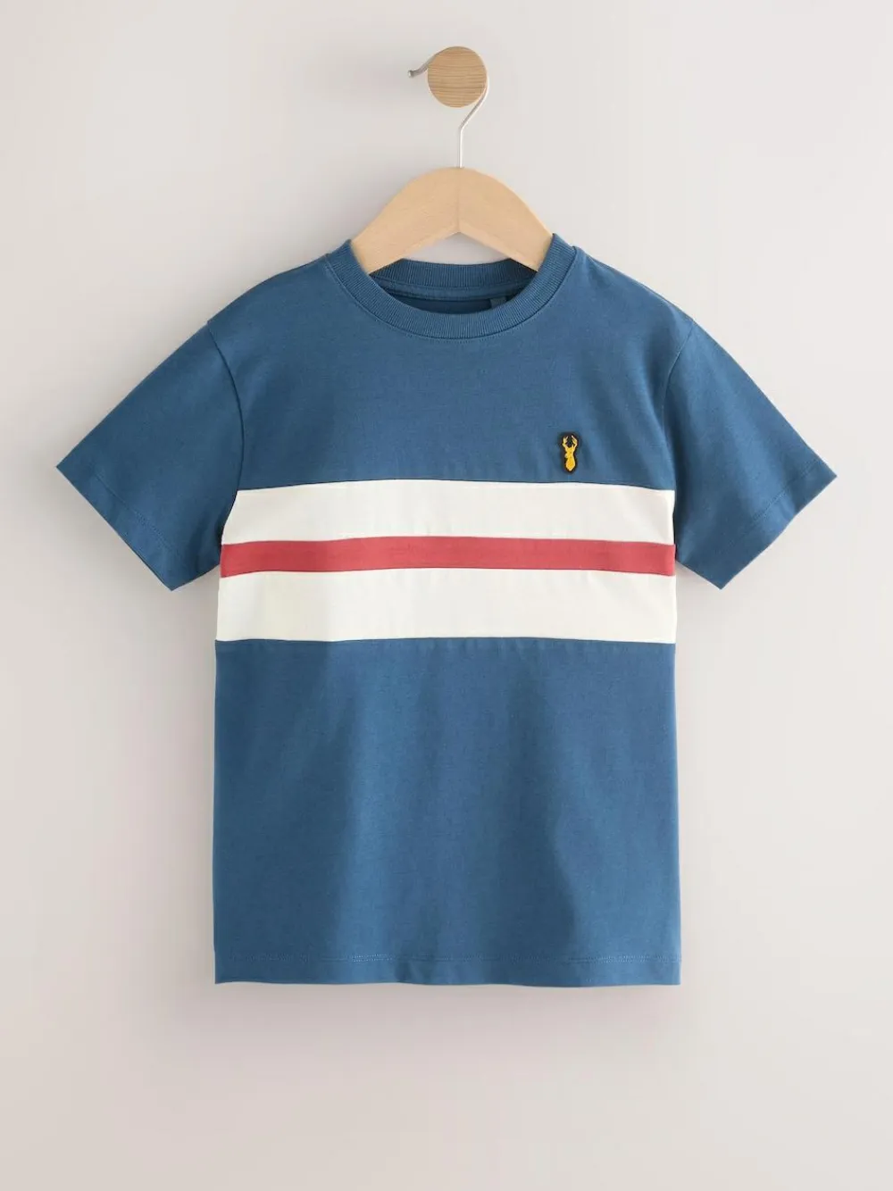 Next Blue/Ecru Colourblock Short Sleeve T-Shirt (3-16yrs)^BOY T-Shirts