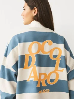 Clearance Next Blue/Ecru Striped Graphic 'Colarado' City Longsleeve Crewneck Sweatshirt