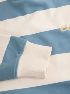 Clearance Next Blue/Ecru Striped Graphic 'Colarado' City Longsleeve Crewneck Sweatshirt