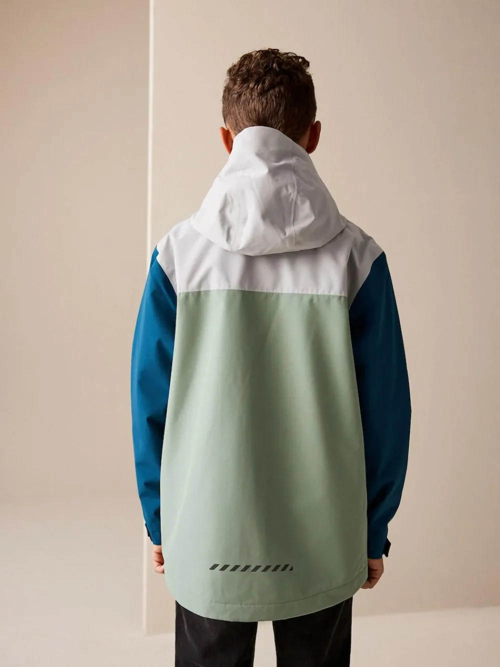 Discount Next Blue/Green Colour Block Waterproof Fleece Lined Hooded Jacket (3-16yrs)