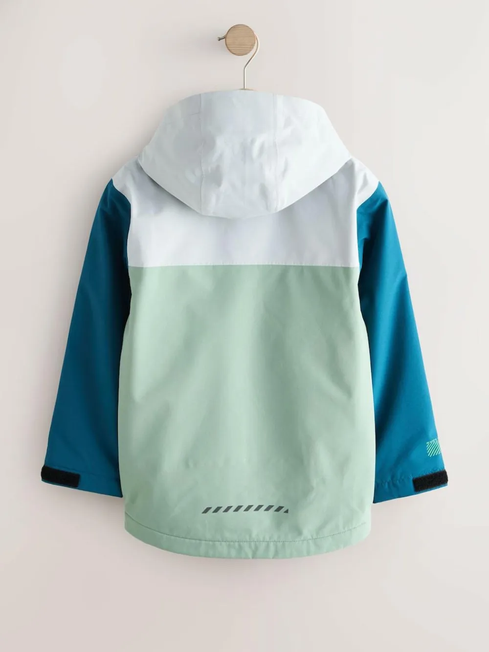 Discount Next Blue/Green Colour Block Waterproof Fleece Lined Hooded Jacket (3-16yrs)