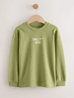 Next Relaxed Fit Long Sleeve Heavyweight T-Shirts 3 Pack (3-16yrs)^BOY Tops|T-Shirts