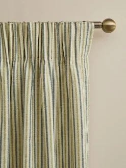 Online Next Blue/Green Stripe Pencil Pleat Curtains