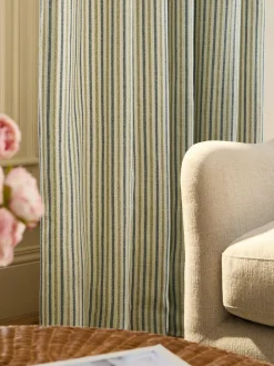 Online Next Blue/Green Stripe Pencil Pleat Curtains