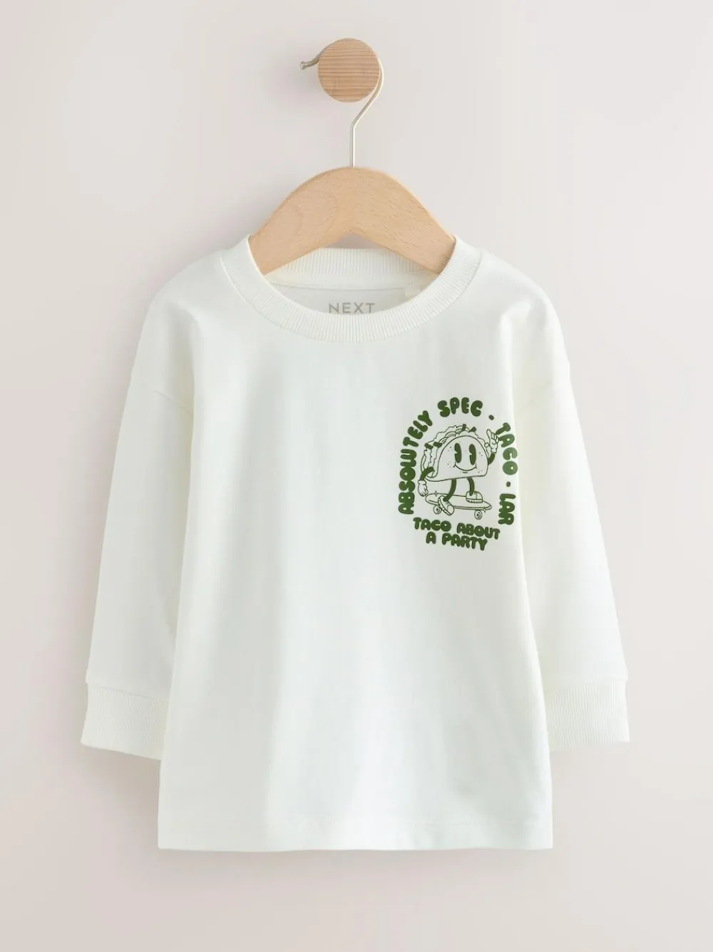 Sale Next Blue/Green Taco Long Sleeve Graphic Print T-Shirts 3 Pack (3mths-7yrs)