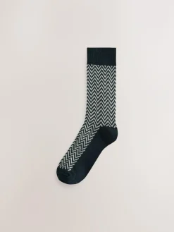 Hot Next Blue/Green/Grey Herringbone Heavyweight Socks 4 Pack