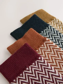 Hot Next Blue/Green/Grey Herringbone Heavyweight Socks 4 Pack