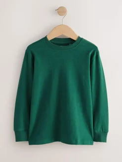 Online Next Plain Long Sleeve Cosy T-Shirts 4 Pack (3-16yrs) Blue/Green/Grey/Stone