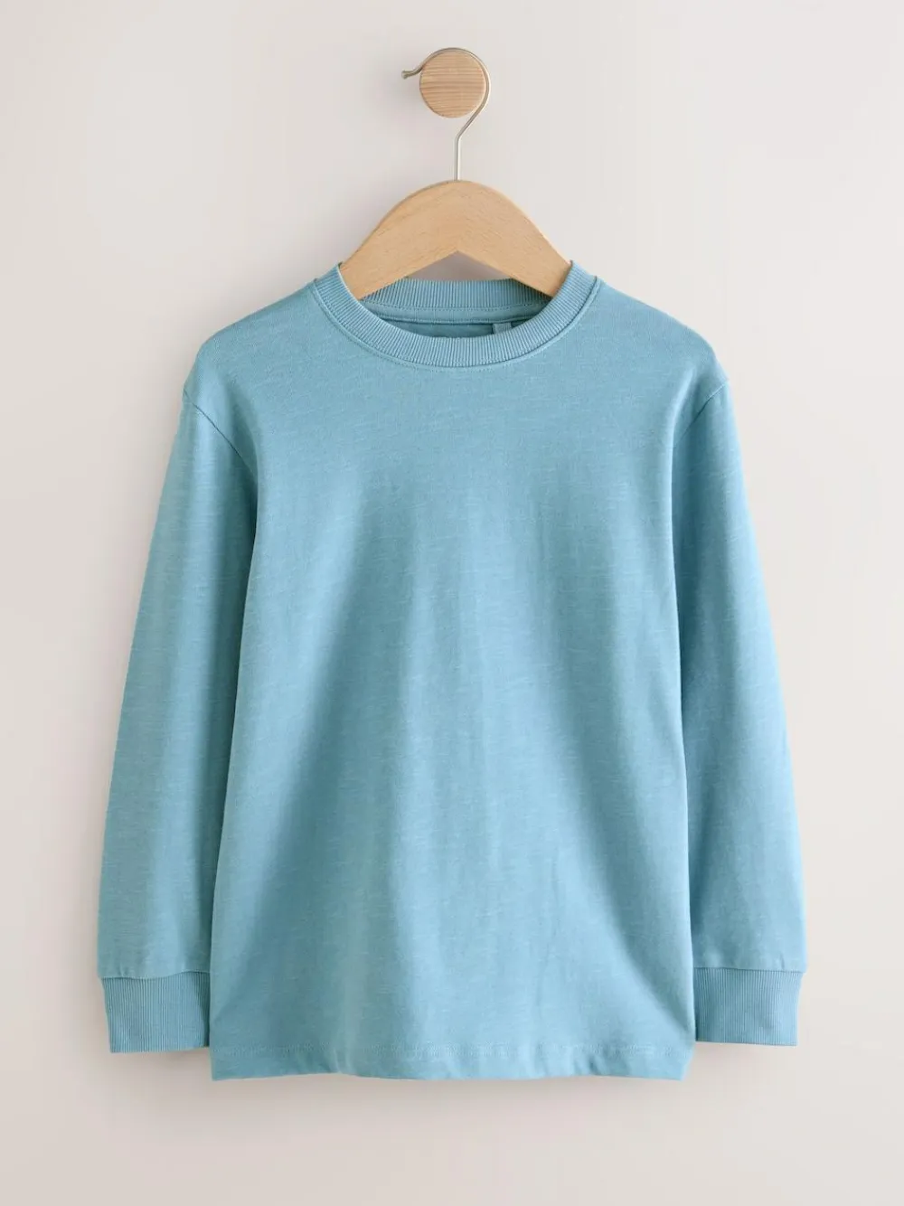 Online Next Plain Long Sleeve Cosy T-Shirts 4 Pack (3-16yrs) Blue/Green/Grey/Stone
