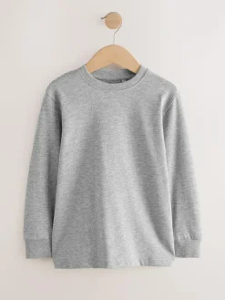 Online Next Plain Long Sleeve Cosy T-Shirts 4 Pack (3-16yrs) Blue/Green/Grey/Stone