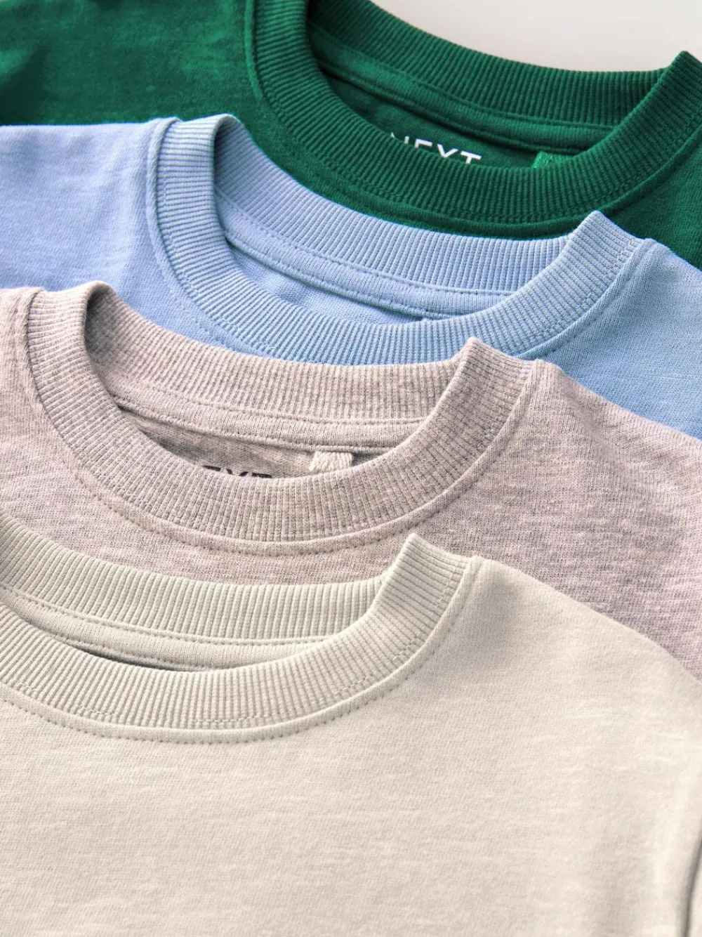 Online Next Plain Long Sleeve Cosy T-Shirts 4 Pack (3-16yrs) Blue/Green/Grey/Stone