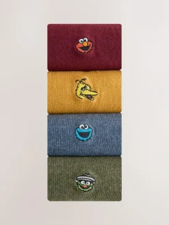 Clearance Next Blue/Green/Red Sesame Street License Embroidered Socks 4 Pack