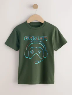 Hot Next Blue/Green/Yellow Regular Fit Graphic Print Short Sleeve T-Shirts 3 Pack (3-16yrs)