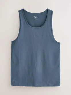 Next 100% Cotton Layering Vests 5 Pack Blue/Grey