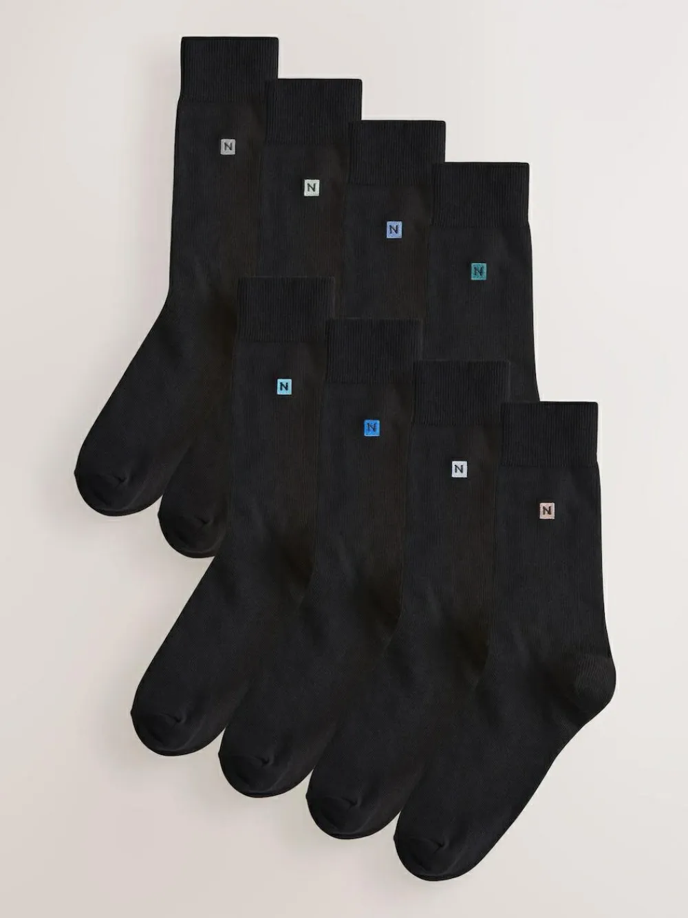 Sale Next Blue/Grey Logo Embroidered Lasting Fresh Socks 8 Pack