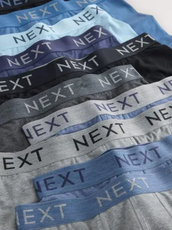 Next Blue/Grey Marl 10 pack Cotton Rich Blend Hipsters Boxers^ Underwear|Underwear