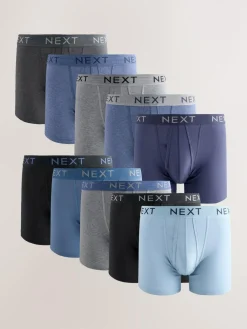 Next Blue/Grey Marl A-Front Boxers 10 Pack^ Underwear|Underwear