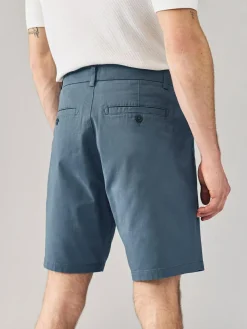 New Next Straight Fit Stretch Chino Shorts 2 Pack Blue/Grey