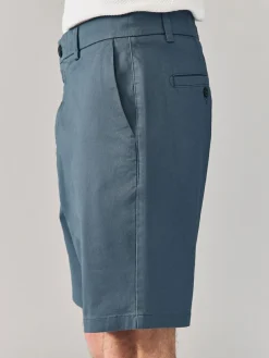 New Next Straight Fit Stretch Chino Shorts 2 Pack Blue/Grey