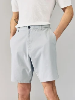 New Next Straight Fit Stretch Chino Shorts 2 Pack Blue/Grey