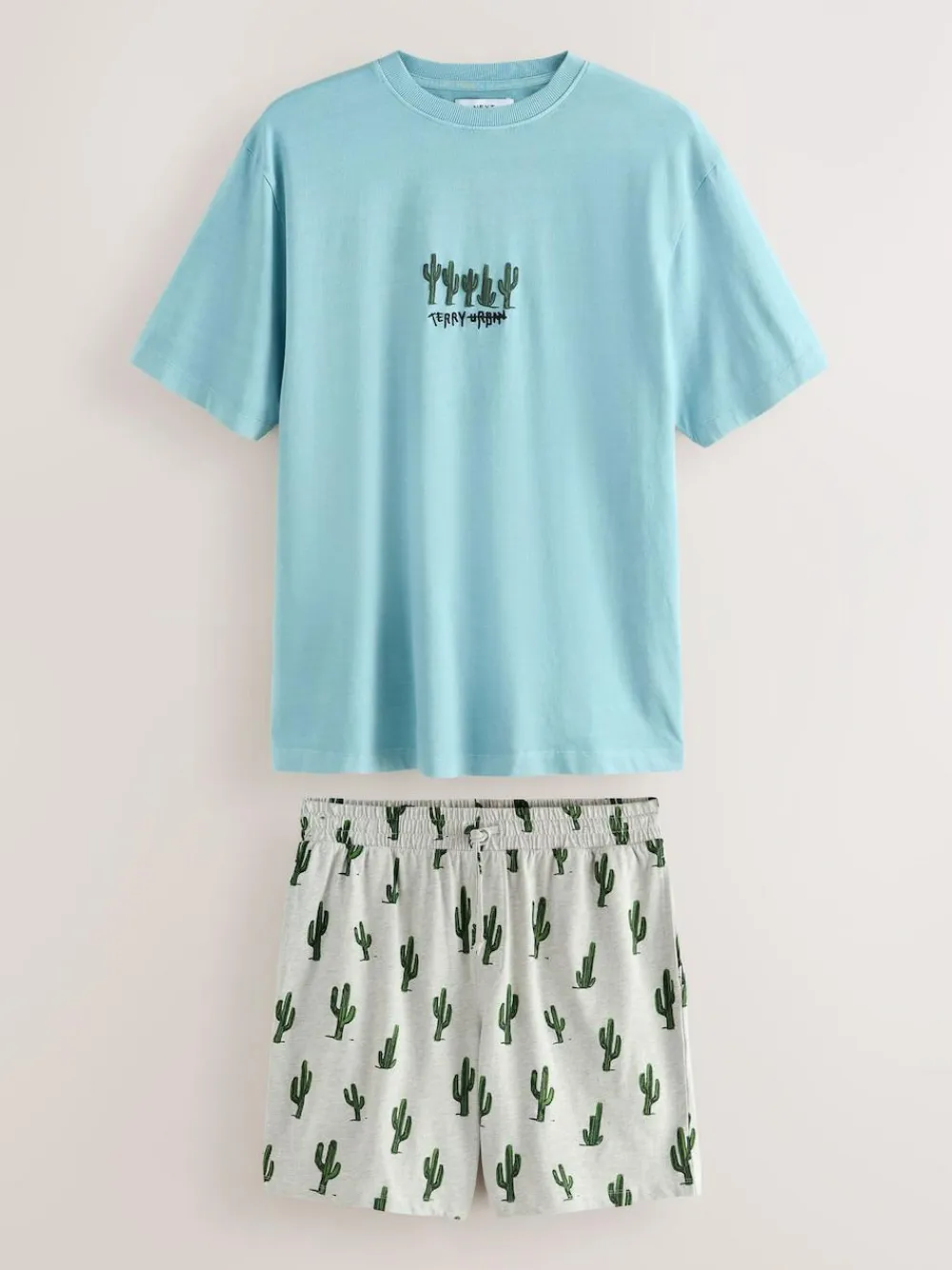 Next Blue/Grey Terry Urban Short Sleeve Jersey Pyjamas Set^ Pyjamas