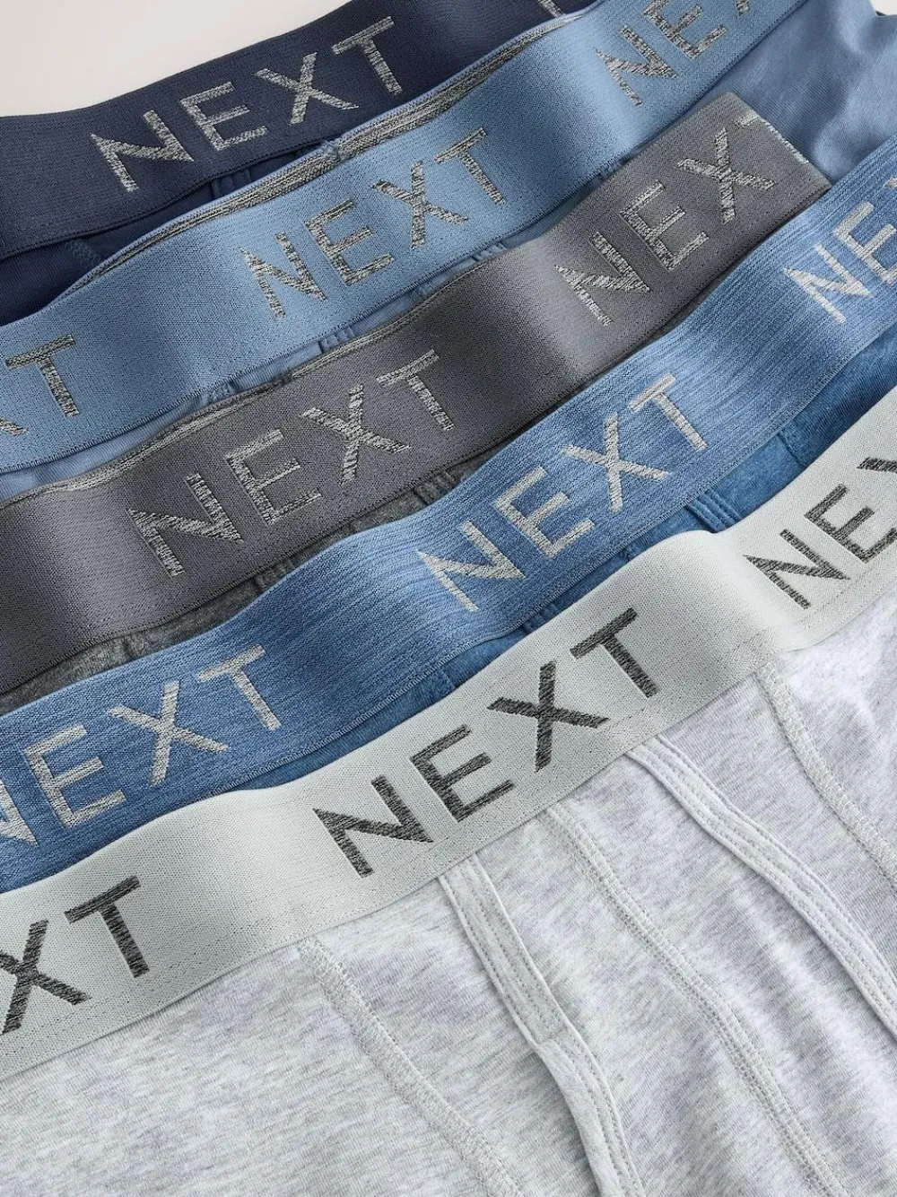 Next Blue/Grey/Black 5 Pack A-Front Cotton Rich Boxers^ Underwear|Underwear
