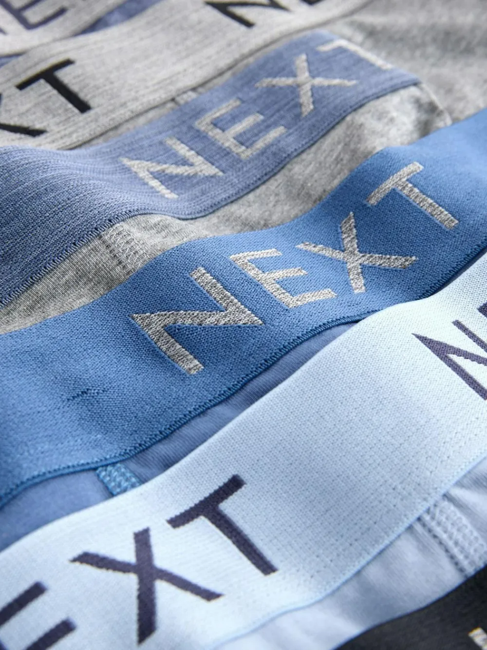 Clearance Next Blue/Grey/Black Cotton Rich Trunk Boxers 10 Pack