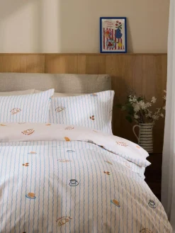 Sale Next Blue/Natural Breakfast In Bed Reversible Duvet Cover and Pillowcase Set