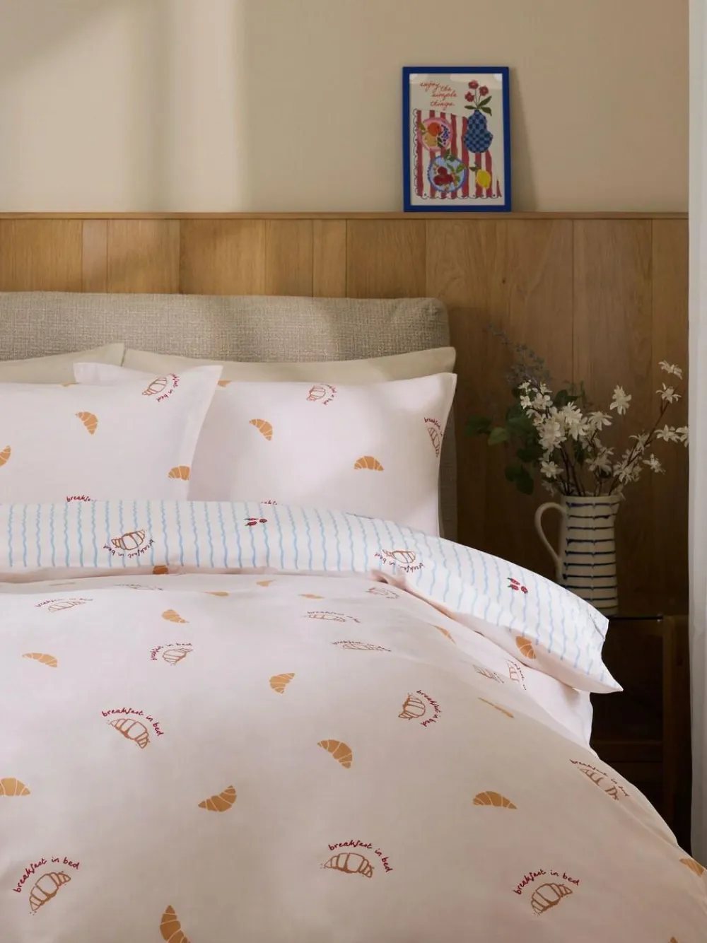 Sale Next Blue/Natural Breakfast In Bed Reversible Duvet Cover and Pillowcase Set