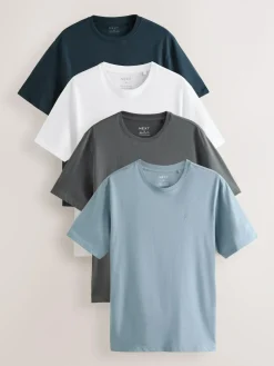 Sale Next Blue/Navy/White/Steel Regular Fit T-Shirts 4 Pack