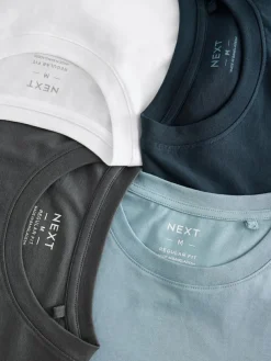 Sale Next Blue/Navy/White/Steel Regular Fit T-Shirts 4 Pack